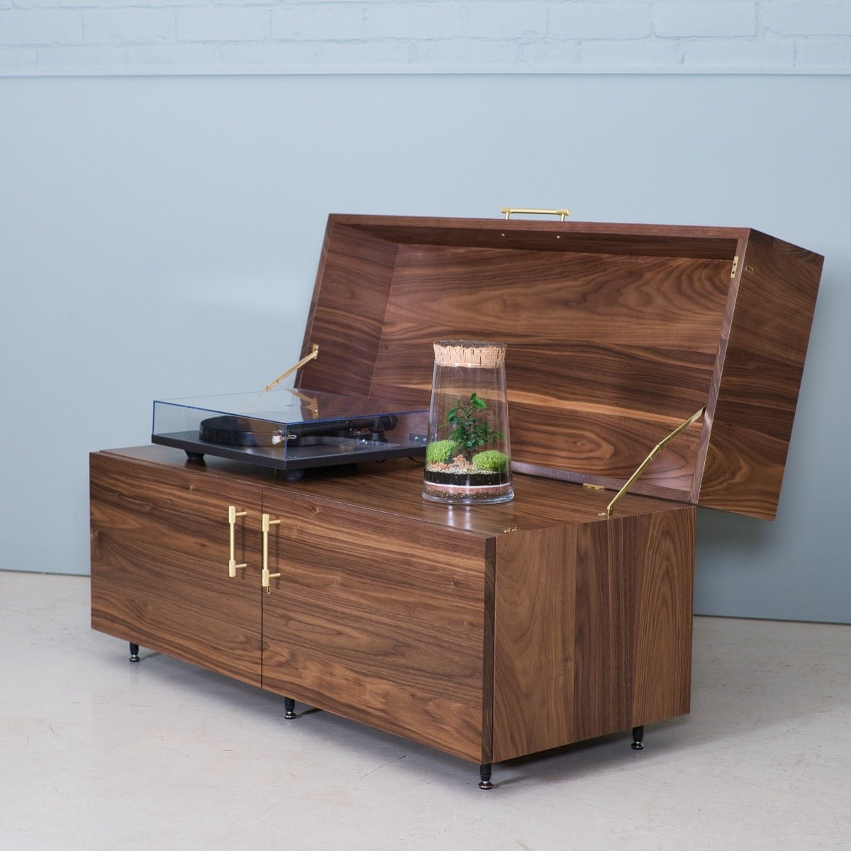 WalnutRecordPlayerStand.jpg Lockable Vinyl Record Storage - Image 1